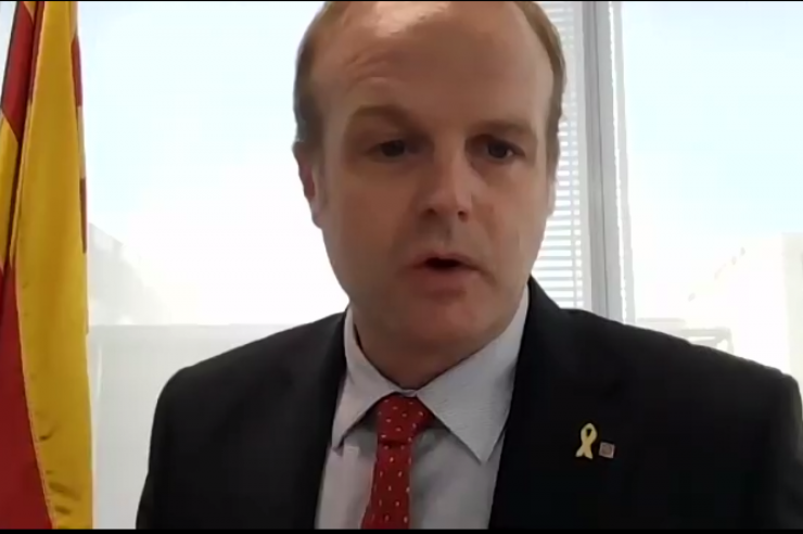 El secretari general de Vicepresidència de la Generalitat de Catalunya, Albert Castellano, durant la seva intervenció.